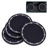 Car Non-Slip Coaster Bling Car Drink Holder Cup Mat Vinyl Anti-Slip Vibration Proof Round 70mm Diameter 4pcs Black