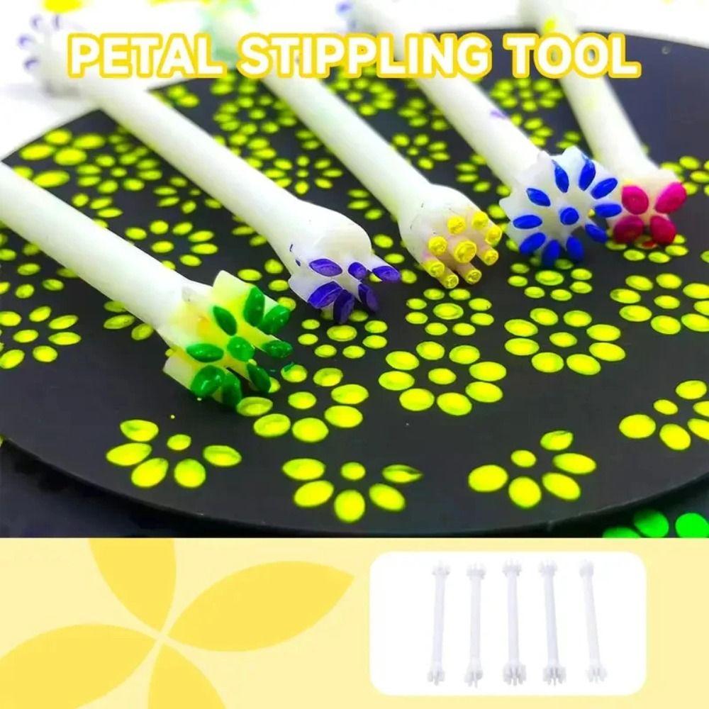 4pcs Moon Pattern Flower Floral Dotting Tools Butterflies Embossing Tool for DIY Graffiti