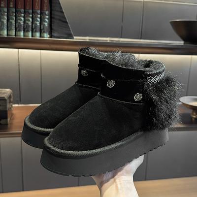 Модные женские зимние ботинки на среднем каблуке с европейским цветочным декором, толстая подошва, мягкие войлочные ботинки, зимние теплые удобные женские ботильоны