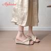 Aphixta Women Wedge Heel Slides 4.5m Med Heels Outside Slippers for Women Summer Beach 2025 Trend Shoes Sandalias De Mujer