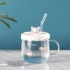 Kawaii Cups Милая стеклянная чашка в виде панды с соломенной крышкой Ложка Кофейная чашка для завтрака Пивная кружка Чашки и кружки Бесплатная доставка Питьевые стаканы