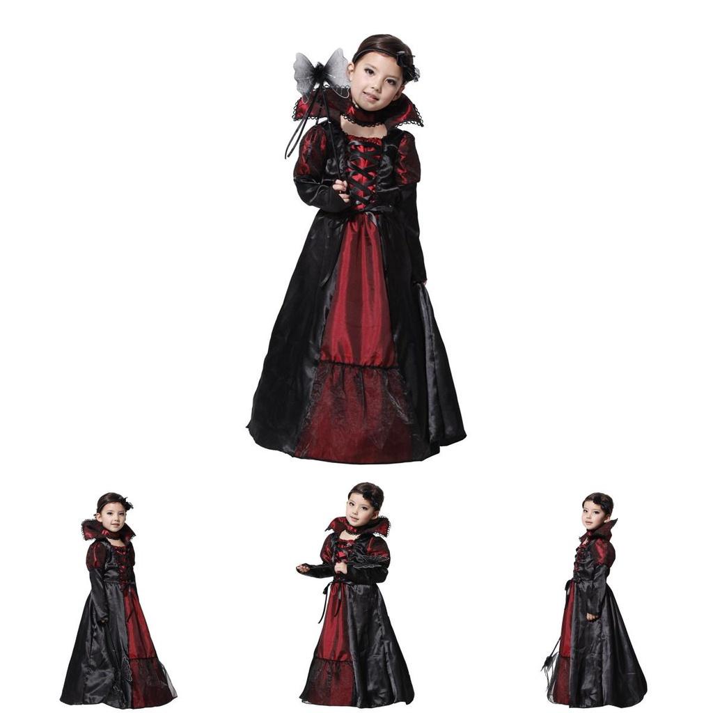 Spooky Witch Cosplay Vampire Maxi Dress With Soft Material For Girls Halloween