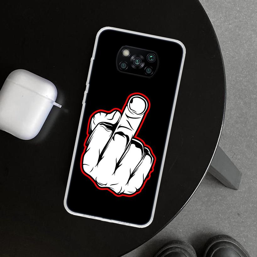 Чехол для телефона "Средний палец" для Xiaomi Poco X6 X5 X7 Pro F7 Ultra Redmi 15C 15 13C 13 12C 12 10C 10 10A 9C 9A 9T 9 Coque Poco