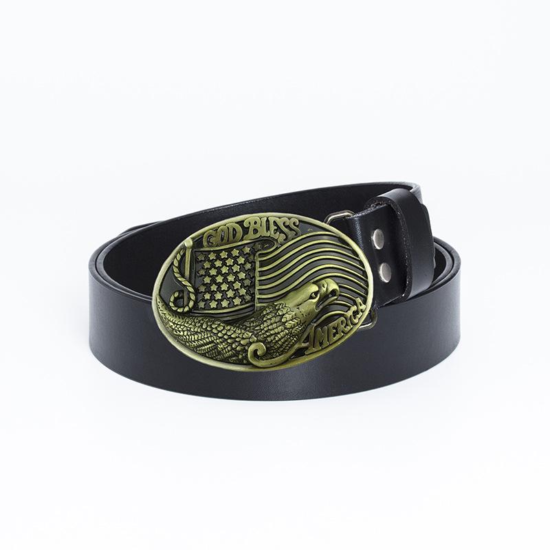 Ремень с пряжкой в виде орла с бронзовой точечной краской, модный ремень с американским флагом
