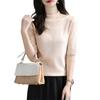 Women Sweater Half High Collar Half Sleeve Knitting Tops Solid Color Slim Fit Sweater Tops Commuting Street Wear