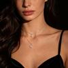 Серебряное двухслойное корейское колье со звездой и луной из бриллиантов - Легкая роскошь для женщин