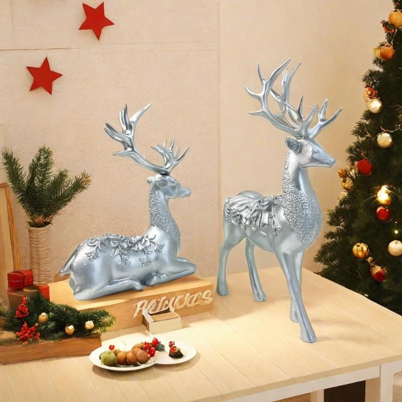Creative Mooses Decorative Figurine Resins Art Elk Ornament Tabletop Deer Adornment for Home and Office
