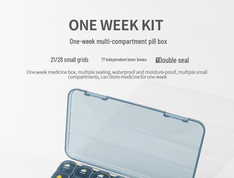 Портативный органайзер для таблеток на 7 дней утром и вечером с напоминанием о приеме пищи и большой емкостью
