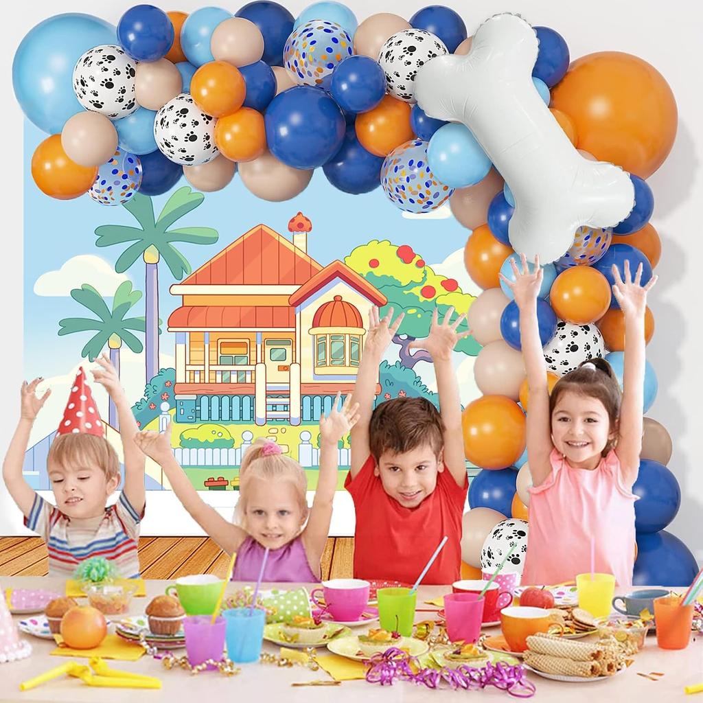 Birthday Party Supplies, Blue Party Decorations Banner and Backdrop for Kid, Boys and Girls Happy Birthday Backdrop