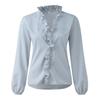 Fashion Woman Temperament Long Sleeve Ruffle Blouse Solid Colour Comfort Shirt