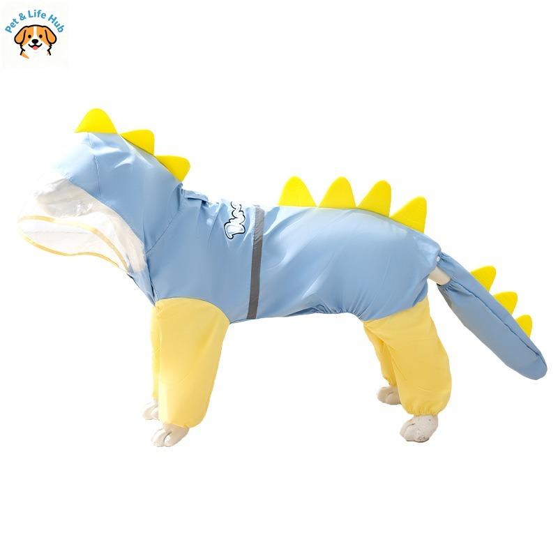 Dinosaur Design Dog Raincoat 4-legs Waterproof Pet Clothes Summer Tail Shape Rain Coat For Large Dogs Golden Retriever