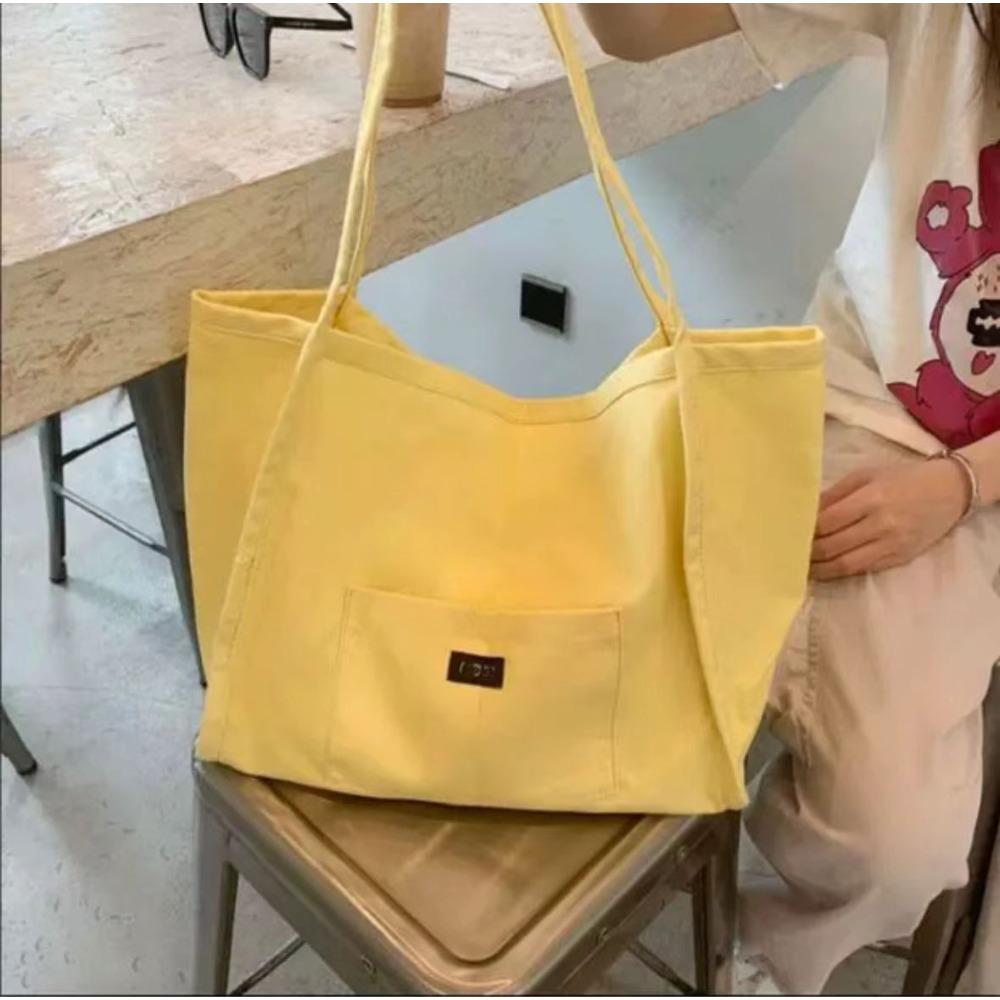 Нишевая однотонная холщовая сумка сумка 2025 новая корейская версия стиль ins сумка через плечо простая повседневная сумка-тоут большой вместимости