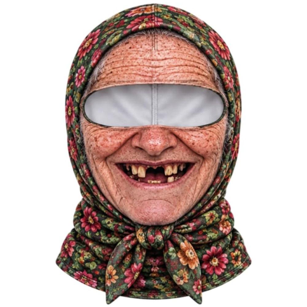 3D Face Printed Old Man Balaclava Face Mask White Mustache Ski Mask Hood Novelty Headwear For Men