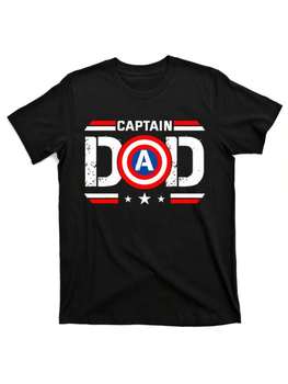 Men's Round Neck Short Sleeve T-Shirt with "Captain Dad" Superhero Print, Casual Knit Fabric, Regular Fit All-Season Summer Top, Perfect Gift