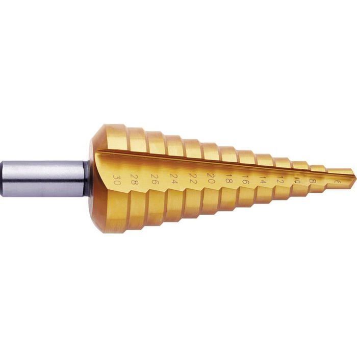 Exact 5343 HSS Foret étagé Longueur totale 80 mm TiN tige à 3 surfaces 1 pc(s)