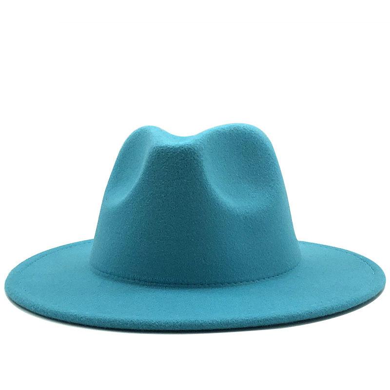 European and American woolen top hat new outer lake blue inner big red hat ethnic style jazz hat cashmere felt hat