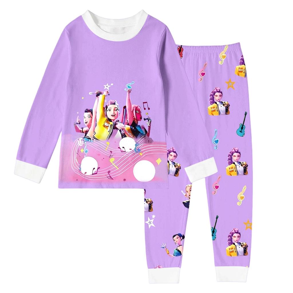 Girls Witch Round Neck Printed Children's Clothing Set