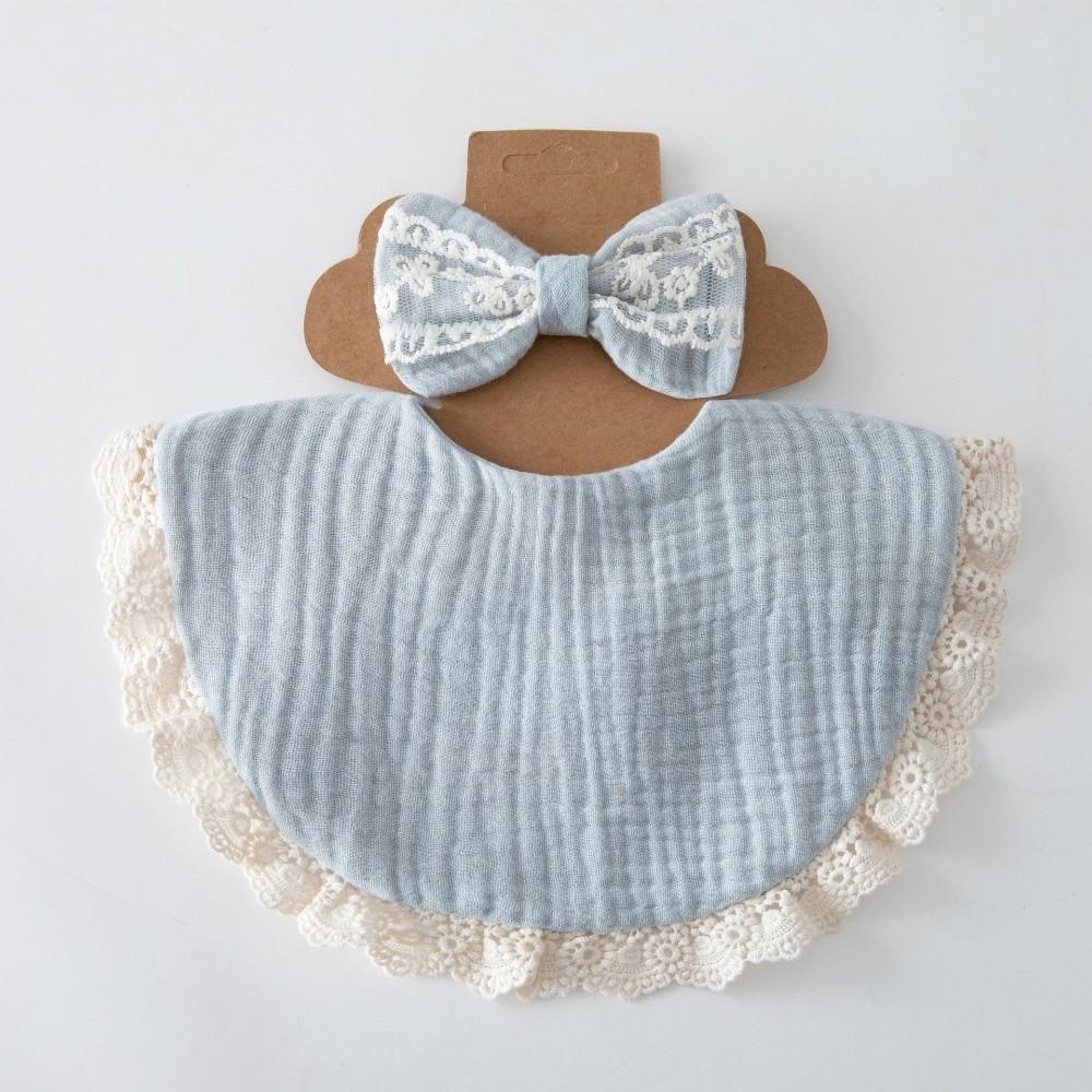 Cotton Gauze Bib Headband Set Absorbent Burp Cloths New Saliva Towel Boys Girls