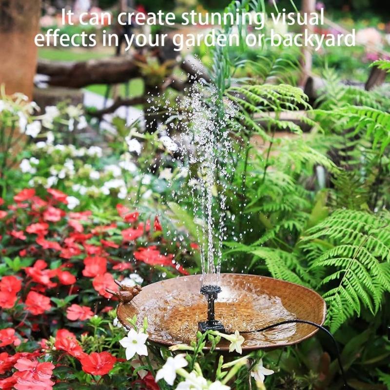7V 1.5W Solar Powered Fountain Pumps Set With 8 Sprayed Head Fit for Garden Pond Bird Bath Decoration Water Circulation