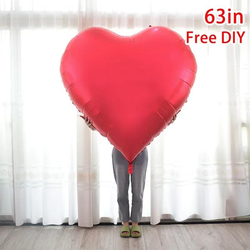 1PC Huge heart-shaped Aluminum 63 inch Foil Balloon Day Wedding Scene Birthday Anniversary Engagement Party Decoration Supplies