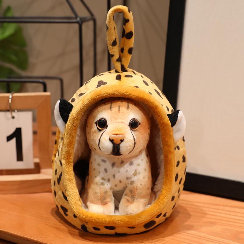 New Small Realistic Plush Toy Soft Dog Bed And Puppy 2-In-1 Plush Doll Kawaii Gift Stuffed Animal Giraffe Lion Tiger Plushies