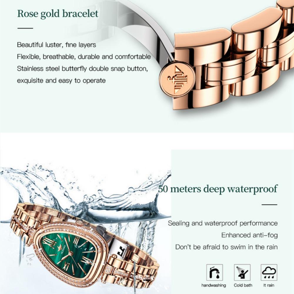 OUPINKE Женские часы Tide Brand с инкрустированным бриллиантами и змеевидным циферблатом, высококачественные водонепроницаемые кварцевые часы высшего класса