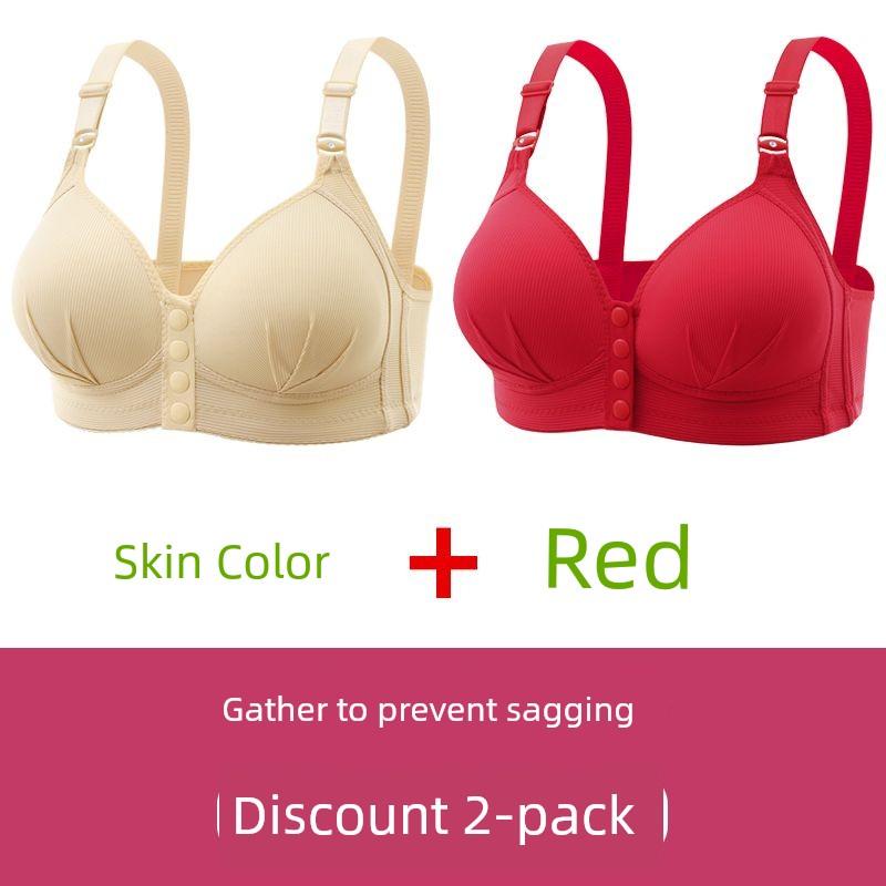New Large Size Front-Clasp Vest-Style Bra, Wireless, Thin, with Lift and Support, for Middle-Aged Moms, Beautiful Back Design