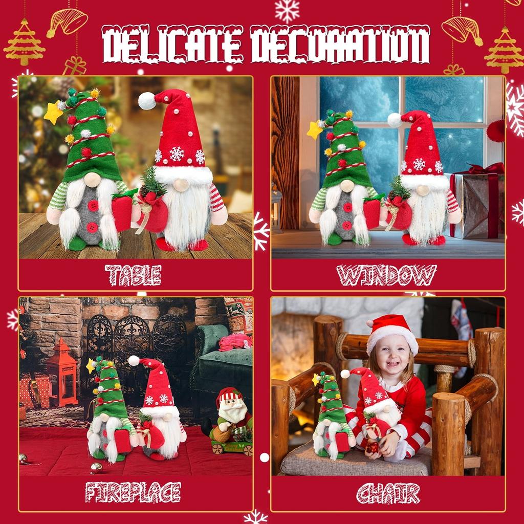 2шт Рождественские украшения Красная шляпа Рождественская безликая кукла Стоящая кукла-гном