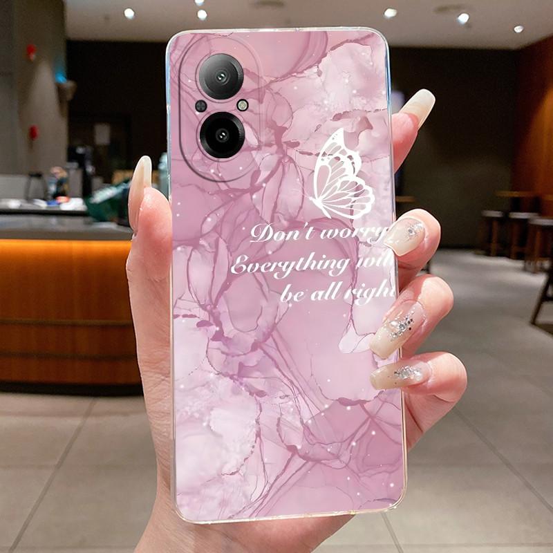 Чехол для Realme C67 4G RMX3890 C55 RMX3710 Корпус Модный Цветок Прозрачный Мягкий ТПУ Чехол Для Realme C67 C 67 C 55 RealmeC67 Бампер