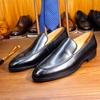 Handmade Genuine Leather Men's Loafers Pointed Toe Shoes for Social Formal Wedding Dress Pure Style
