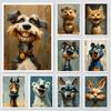 Funny Animals Vintage Painting Poster Canvas Prints Animals Cartoon Aesthetic Wall Decor Kids Room Wall Art Funny Cat Dog Decor