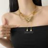 Vintge Sweet Butterfly Necklace Metal Multilayer Necklace Retro Collarbone Chain  Women
