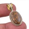 Natural Maryam Jasper 925 Solid Sterling Silver Gift TwoTone Pendant 1.25" R3h38