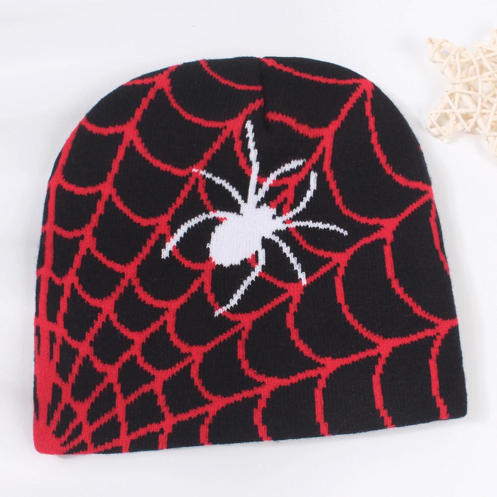 Autumn Winter Hip-hop Spider Web Knit Hat European American Style Unisex Warm Ear Protection Outdoor Wool Cap Black Blue