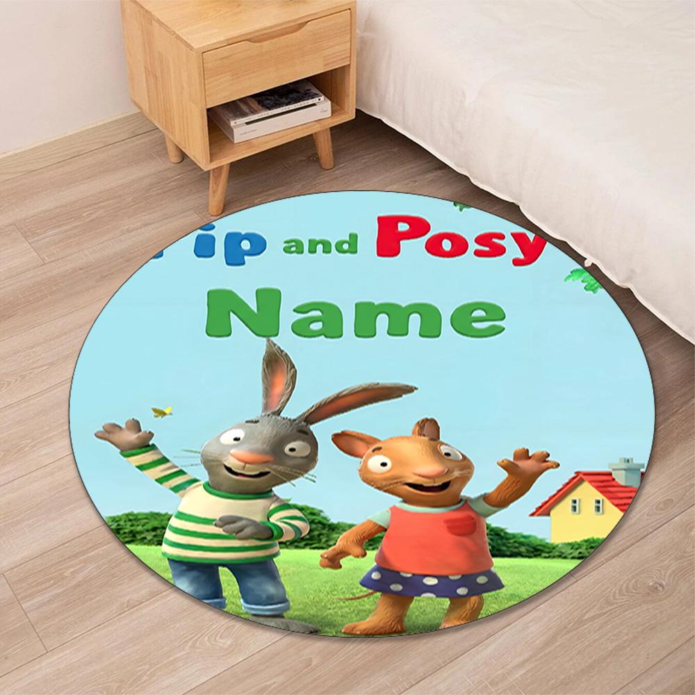 Custom Name Pip and Posy Printed Round Rug Carpet Chair Rug Area Rug Entryway Doormats,for Office Chair Living Room Bedroom Kitchen Room.