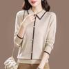Mom's Autumn Clothes New Early Autumn Doll Collar Sweater Thin Spring and Autumn Lapel Collar Long-sleeved Knitted Bottoming Shirt Women