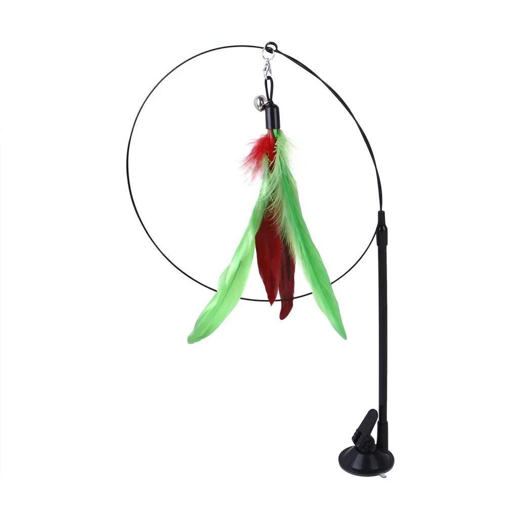 Интерактивная игрушка для кошек Handfree Cat Stick Играющий котенок Играющий тизер Палочка Игрушка на присоске Птица/перо Кошачья палочка Товары для домашних животных