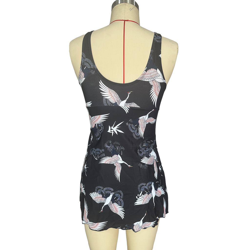 Купальник женский консервативный с принтом журавлей, сексуальное бикини, слитный купальник в европейском и американском стиле, больших размеров