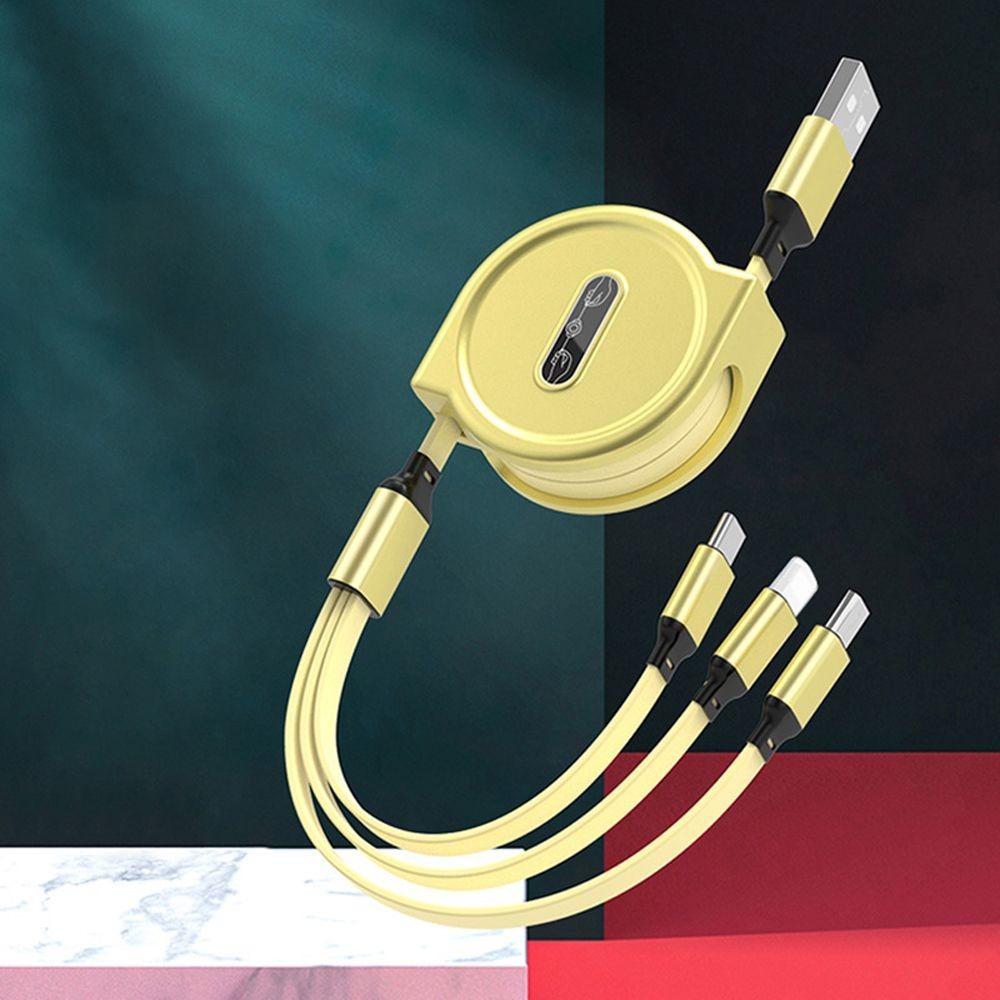 Новый выдвижной кабель для быстрой зарядки Android TYPE-C Apple Xiaomi Samsung с оплеткой «три в одном» для передачи данных мобильного телефона