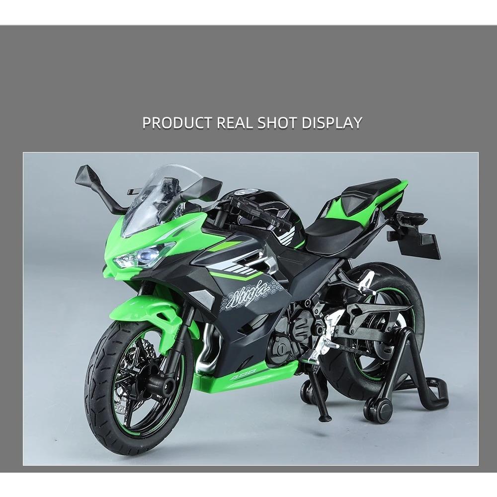 1/12 KAWASAKI Ninja 400 игрушечный мотоцикл миниатюрная литая металлическая модель 1:12 супер спортивных звуковых и световых коллекций в подарок для мальчика