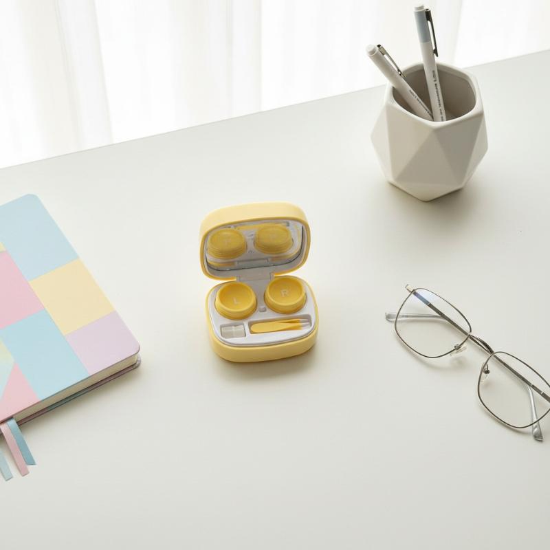 New Portable Contact Lens Case Cute Cartoon Contact Lens Box Travel Kit For Girls Beauty Lens Storage Container