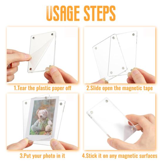 5/10/15Pcs 3-Inch Magnetic Photo Frame Double-Sided Refrigerator Transparent Acrylic Instant Film Holder Picture Display Frame Decoration