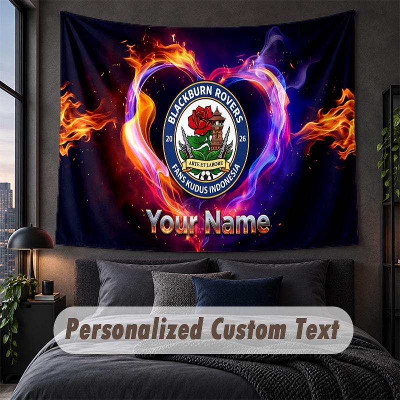 Custom Name Text Tapestry,Blackburn Rovers FC Decorative Wall Hanging, Background Tapestry For Home Bedroom