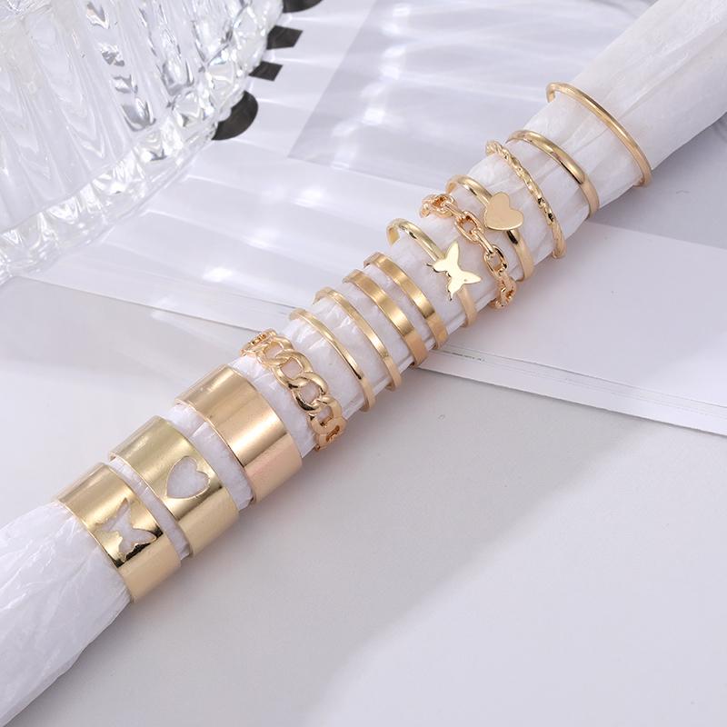 Набор из 12 предметов, Очаровательная богиня, вечерние украшения, универсальный набор колец с резьбой по бабочке для ночного клуба