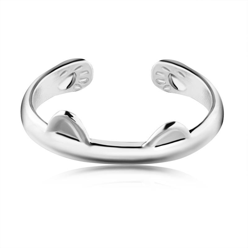 Fashion Super Cute Cartoon Cat Claw Footprint Ring Cute Animal Cat Ear Personality Open Ring MIT