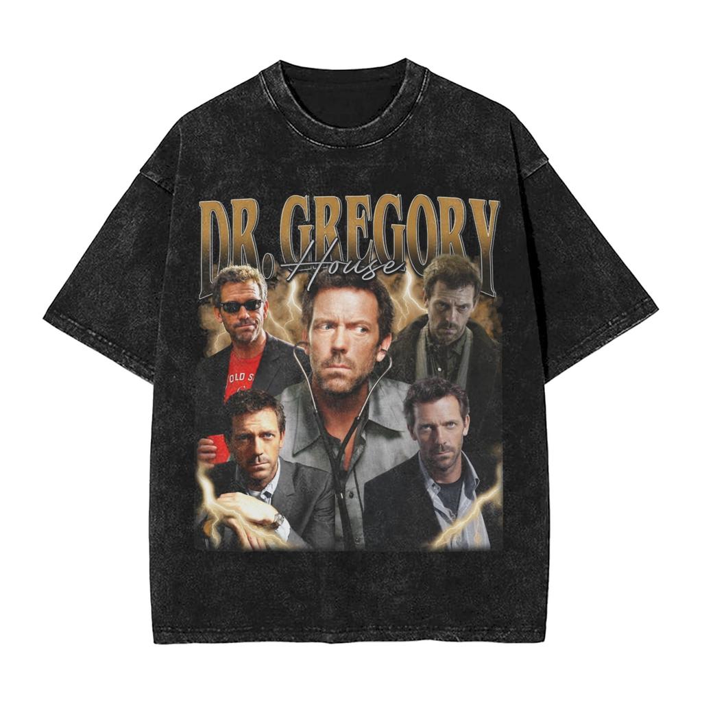 Harajuku Washed Shirts House MD Dr Gregory House Outfit Vintage TShirts Harajuku Streetwear Short Sleeve Summer Tee Shirt