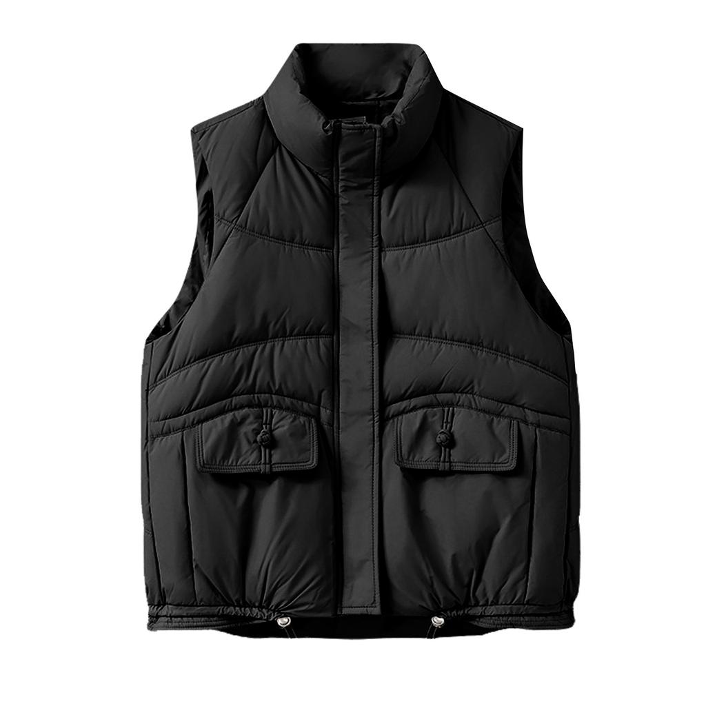 Women's Solid Color Sleeveless Cotton Vest Loose Down Cotton Vest Jacket