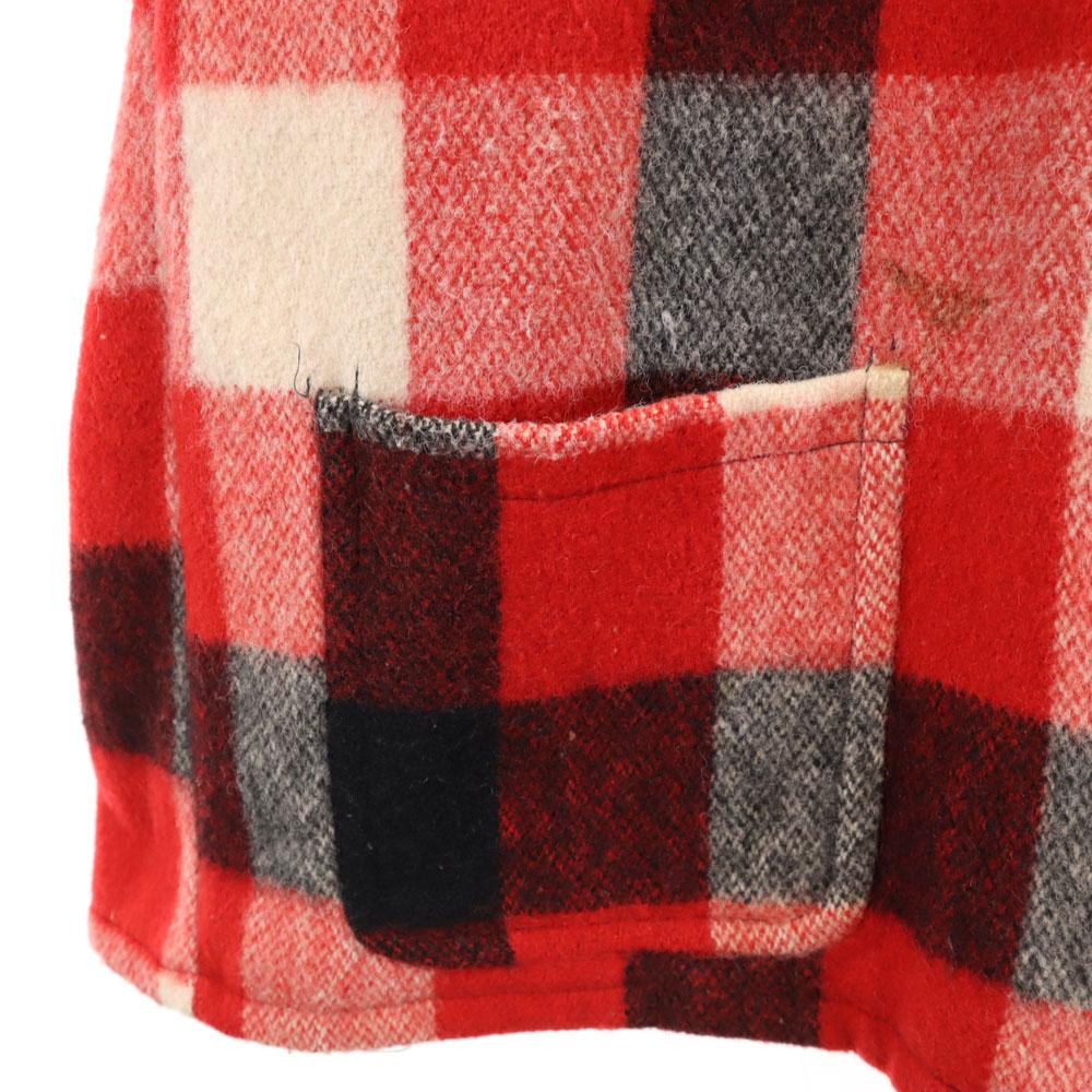 sportland 50s 60s vintage Gingham Check Pattern Zip jacket Reddish Men's Used