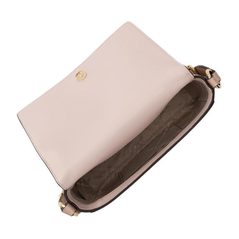 MICHAEL KORS VINCENT logo printed logo magnetic buckle closure coated canvas shoulder crossbody bag small size women's light gold