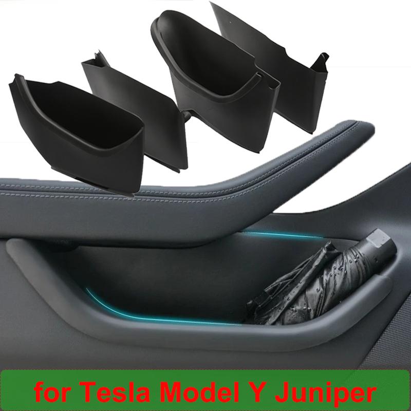 For Tesla Model Y Juniper 2025 Launch 2026 Door Side Storage Box TPE Front Rear All-Inclusive Organizer Modification Accessories